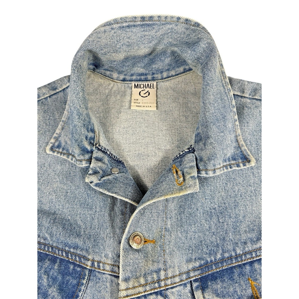 Michael G Women's Cropped Light Wash Denim Vest - Made in USA, Size L